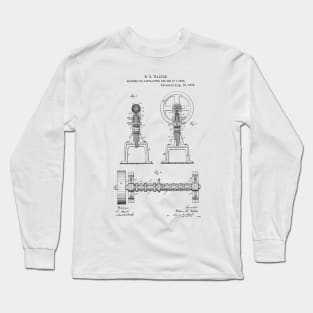 Machine for Contracting the end of a tube Vintage Patent Hand Drawing Long Sleeve T-Shirt